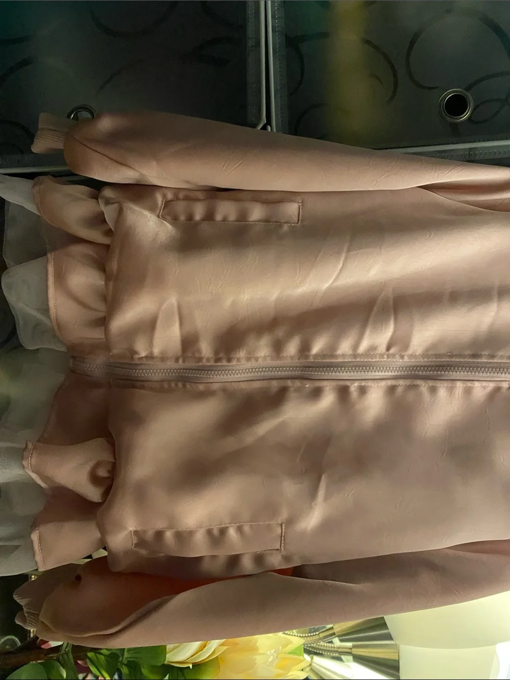 NWOT, Girl’s Pink Ruffle-Hem Bomber Jacket -  Lightweight Coat